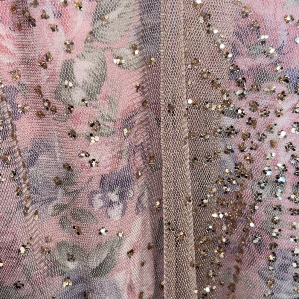 NWT Blue B Women M Pink Floral Fairy Ethereal Glitter Tulle Maxi Skirt - Picture 9 of 10